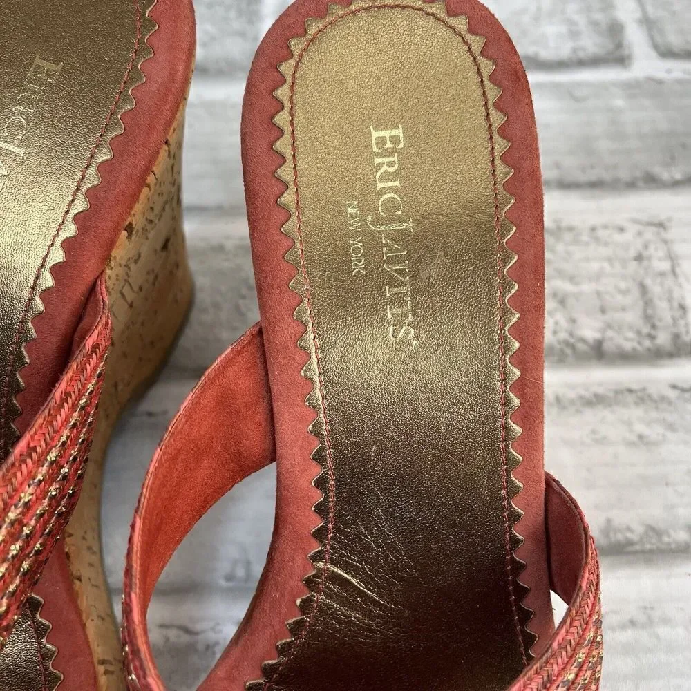 Eric Javits New York Women’s 10 Woven Wedge Crisscross Cork Sandals